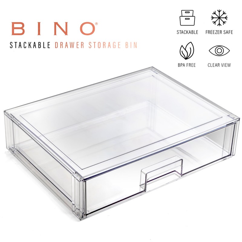 BINO | Stackable Storage Drawers, Shallow X-Large - Clear |