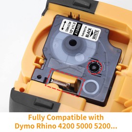 5 x MarkField 12 mm Flexible Nylon Label Tape Compatible with Dymo Rhino 18488 Tape Industrial Flexible Label Tape Compatible with Dymo Rhino 4200 5000 5200 6000, Black on White