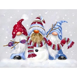 NAIMOER Winter Gnomes Diamond Painting Kits for Adults, Christmas Diamond Painting Kits for Adults Kids, DIY Full Drill Snow Diamond Art Christmas Diamond Painting for Home Decor 30x40cm