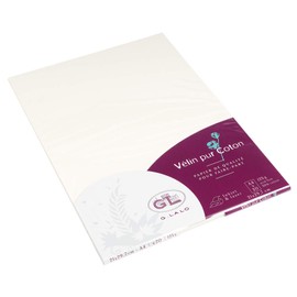 G. Lalo G.Lalo 48700L Vélin Cotton Paper 20 Sheets DIN A4 21 x 29.7 cm 125 g Acid Free Straight Edge Cream