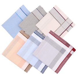 Transino Men's Handkerchiefs, Pack of 6, Cotton Fabric Handkerchiefs, 40 x 40 cm, Colourful Cotton Handkerchiefs, Fabric Handkerchiefs Set, Gift for Men, Set 1