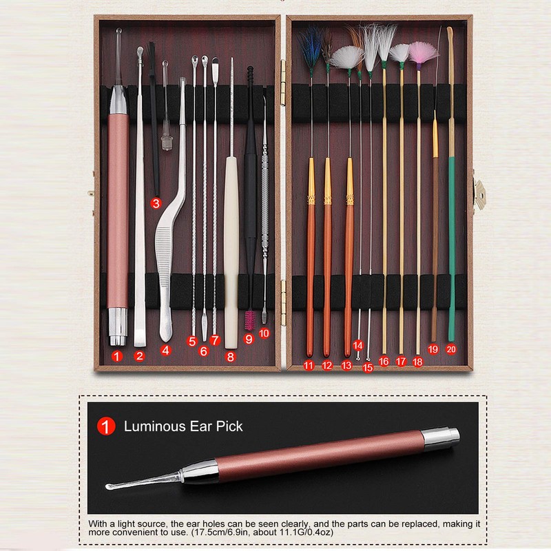 20pcs Stainless Steel Earwax Remover Kit,Ear Wax Removal Spoon Curette