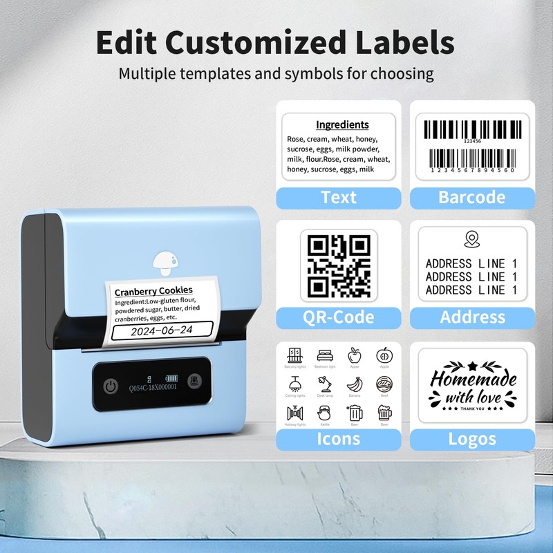 Phomemo M221 Label Printer, Barcode Printer, Bluetooth Labelling Device, Label