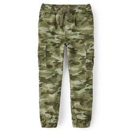 Gymboree Boys and Toddler Woven Pull On Cargo Jogger Pants, Camo Green, 8