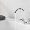 Wall Mount Kitchen Stainless Steel Smooth Surface 2 Handles Faucet