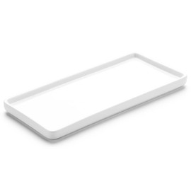Gurygo 6" Small Ceramic Bathroom Tray for Kitchen Counter - Rectangle Ceramic Sink Tray for Bathroom Counter - Porcelain Dispenser Organizer for Kitchen Bathtub Counter, White