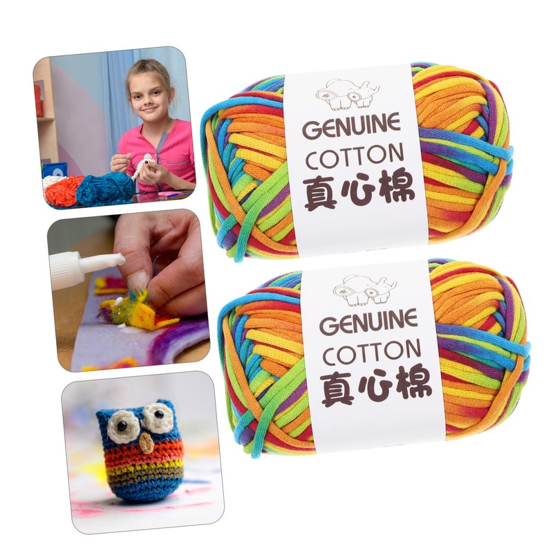 TEHAUX 2pcs Multi Color Crafting Yarns Durable DIY Knitting Supply