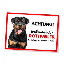 Rottweiler Freilaufender Dog Sign with Saying Door Sign Dog Sign Warning Sign