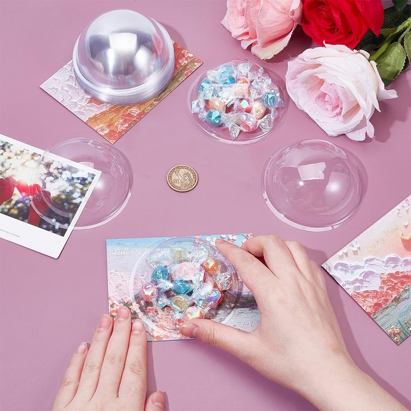 OLYCRAFT 24Pcs Half Ball Dome 8cm Clear Plastic Domes Candy
