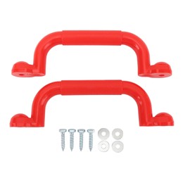 Keenso Outdoor Swing Sets, Safety Handles, Set of 2 Metal Playground Handles 9.4 x 2.8 inches, Playset Grab Handrail, Climbing Frame Handrails for Playhouse Tree House (Red)