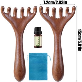 Wooden Scalp Massager - Head Massage Combs, 6-Claw Relax Tool with Ergonomic Grip, Natural Wooden Head Brush, Manual Acupoints Stimulation Tool, Versatile Body Tension Reliever for Men Women