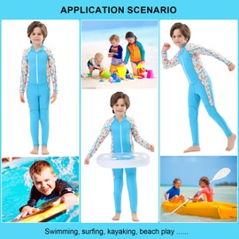 DEHAI Kids Dive Skins Suit Full Body Swimsuit for Boys Girls and Youth Thin Rash Guard Wetsuit Drysuits Front Zipper Long Sleeve Water Sports for Waterski Diving Swimming Kayaking Surfing