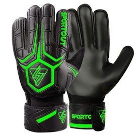 Sportout Goalie Gloves, Goalkeeper Gloves with Finger Protection, Soccer Gloves, Breathable Soccer Goalie Gloves, 4mm Latex, for Kids Youth and Adult(Green,6)
