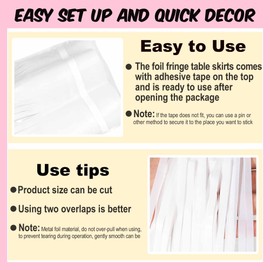 3 Pack Macaron White Tinsel Table Skirts