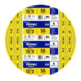Southwire Romex Brand Simpull Solid Indoor 12/2 W/G NMB Cable 50ft coil - SW# 28828222