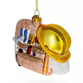 BESTPYSANKY Construction Worker Toolbox Blown Glass Christmas Ornament