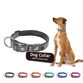 KRUZ PET Dog Collar for Medium Dogs (Width- 3/4", Length - 17"-21.5") Reflective Adjustable Pet Neck Band with Comfortable Neoprene Padding, Heavy-Duty O-Ring, 100% Nylon Strap (Black, Medium)
