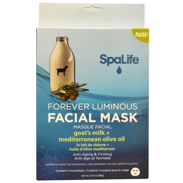 My Spa Life, Forever Luminous Facial Mask, Goat's Milk + Mediterranean Olive Oil, 3 Facial Masks