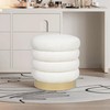 Furnistar Modern Round Velvet Ottoman Vanity Seat with Gold Plating