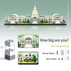 KLMEi Micro Mini Blocks United States Capitol Building Architecture Model Famous Landmark Collection Set, Toys Presents for Adult and Kid Age of 14+ 3630 PCS
