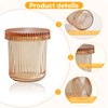 PENCK 2 Pack Ribbed Glass Qtip Holder with Lid, Amber