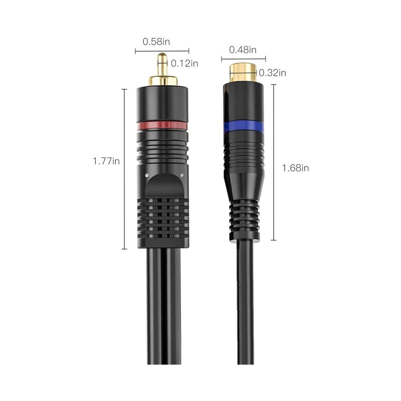 CableStop Pro 20cm RCA Phono Y Splitter Cable 1 Male