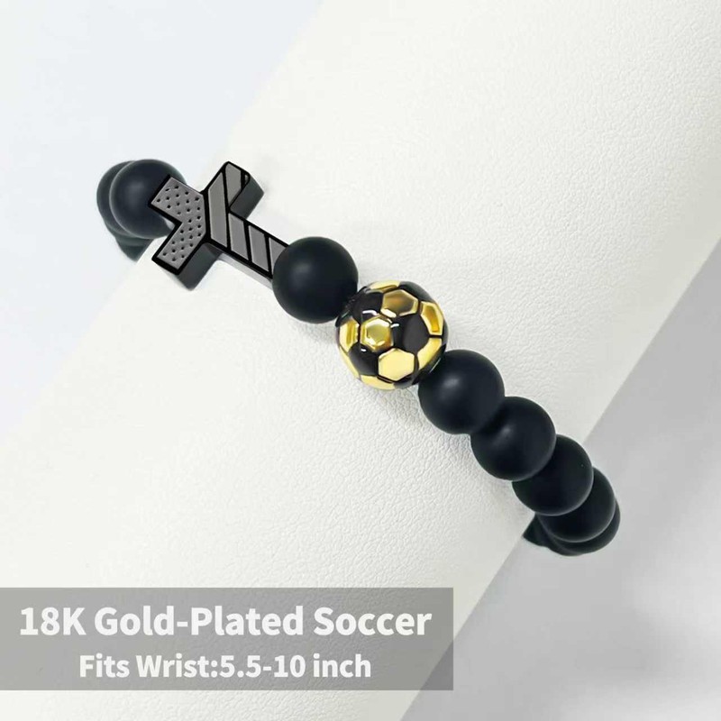 GIGLIM Soccer Gifts for Boys Cross Bracelet with 18K Gold