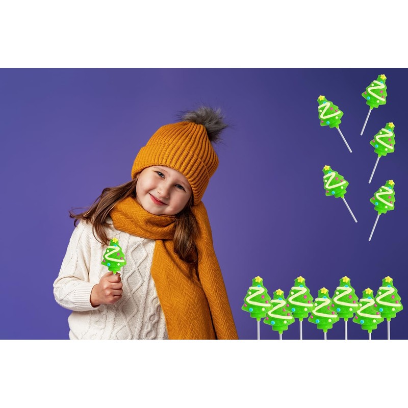 Fruidles Christmas Tree Lollipop, Candy Canes Suckers, Mixed Fruit Flavor,