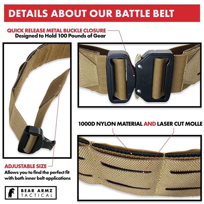 Bear Armz Tactical Battle Belt | Molle Riggers Belt |