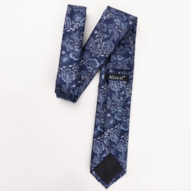 Alizeal Mens 3.15'' Colorful Flower Pattern and handkerchief Necktie Set, Navy