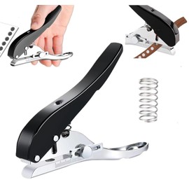 Magnoloran Single Hole Punch 1/4 inch-6mm Round Heavy Duty Hole Puncher Badge Hole Punch Paper Punch Portable Hand Held Long Hole Puncher for Craft Paper Plastic Cardboard Business Card Photos-Black