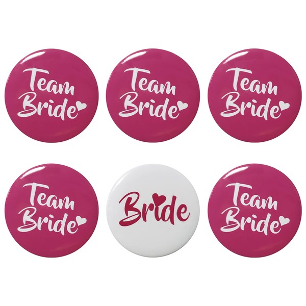 CHEERYMAGIC Hen Party Accessories, Hen Party Badges, Team Bride Badges for Hen Party, 6PCS Tinplate Badge Pins Bridal Shower Badges for Wedding Anniversary Engagement Hen Party A9-XNBNHZ