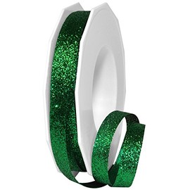 Morex Ribbon 98502/25-607 Metallic Princess Glitter, 3/8" x 25 yd, Emerald