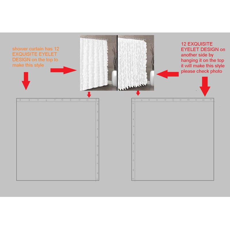 spring Home Waterfall Shabby Chic Ruffled Fabric Shower Curtain (2