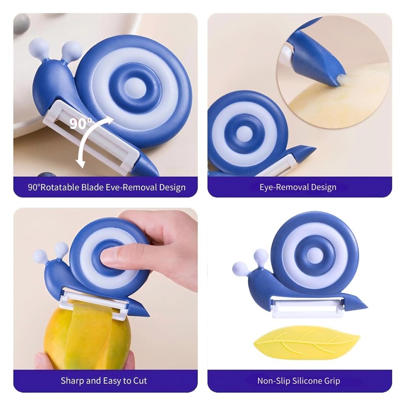 Fjquamitix Vegetable Peeler Snail Shape Design with Ceramic Blade Non-Slip