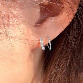 Double Twist Hoop Earrings for Women Gold Double Earrings for One Hole Adjustable Spiral Earrings Hypoallergenic Faux Double Tiny Twist Earrings Jewelry Gifts