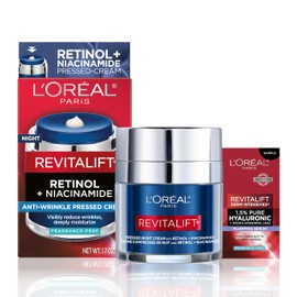 LOreal Paris Revitalift Pressed Night Cream with Retinol, Niacinamide, Visibly Reduce Wrinkles, Hydrate for Face, Under Eye, Neck, Chest,...          