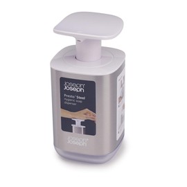 Joseph Joseph Presto Hygienic Bathroom Soap pump dispenser, refillable – White/ Stainless Steel