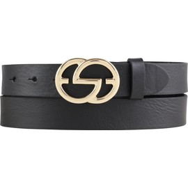 BELTINGER EMIL Women's Belt Made of Full Cowhide Leather, 3 cm, Slim Leather Belt for Women, 30 mm, Shiny Gold, Black, Gold