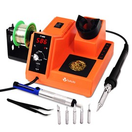 TOAUTO Soldering Station,80W Digital Solder Iron Station Kit with 176°F-896°F Temperature, C/F Func, Auto Standby & Sleep, Temperature Lock,5 Extra Solder Tips, Solder Bracket, Solder Sucker (Orange)