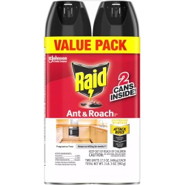 Raid Ant & Roach Killer 26, Fragrance-Free Bug Spray, 17.5 fl. oz. 2 count. New