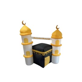Inflatable Islamic 6FT Ramadan Kareem/Eid Mubarak Kaaba Mosque. Ramadan Blow Up Yard Decorations for Home Holiday Party Indoor, Outdoor,Garden, Lawn Decor. with LED Lights, 3 Banners Rmadan,Eid