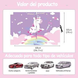 Parasol Ventana Lateral de Dibujos Animados, parasol coche nino, parasol magnético para coche, protector de sol para carro niño, cortina para auto tu hijo protección contra el so (unicornio)