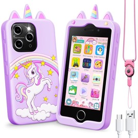 EFFUN Smart Toy Phone for Princess, 4.0 "Touchscreen Learning Music Puzzle-Games Toddler Phone for Kids Ages 3-9, Dual Camera - Color: princess