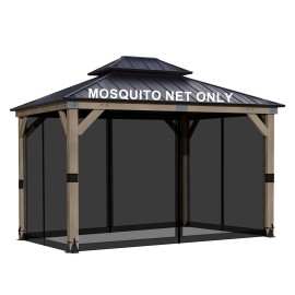 Aoodor 14' x 12' Gazebo Netting Screen Replacement 4-Panel Sidewalls for Patio - Black