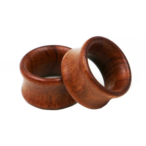 Beydodo Wooden Ear Tunnel 8-25 mm Brown with Opal Earrings