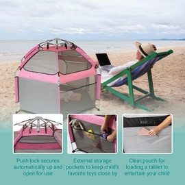 KidCo - Play N GoPod Lightweight Portable Kids Travel Camp Tent Playard, Play Tent Ages 6 Months - 8 Years (Pink)