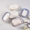 Self Draining Soap Dish, Double-Layer Bar Soap Tray, White Ceramic