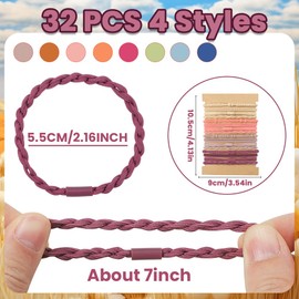 DIYDEC 32PCS Boho Hair Bracelets for Women Elastic Bracelets Hair Ties No Damage Hair Bands for Girls Thick Thin Long Curly Hair Accessories(E Style)