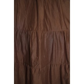 Beautybatik Brown Women Cotton Boho Gypsy Long Maxi Tier Flare Skirt 1X